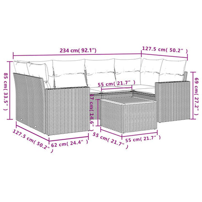 Set Divani da Giardino 7 pz con Cuscini Grigio in Polyrattan - homemem39