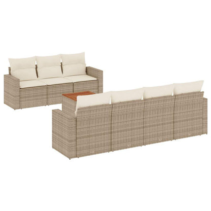 Set Divano da Giardino 8 pz con Cuscini Beige in Polyrattan - homemem39
