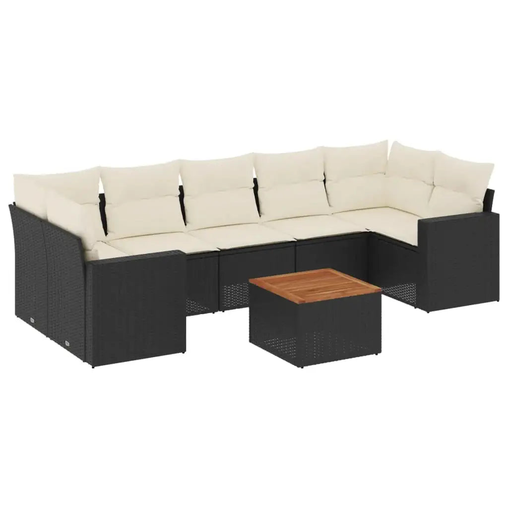Set Divani da Giardino con Cuscini 8 pz Nero in Polyrattan - homemem39