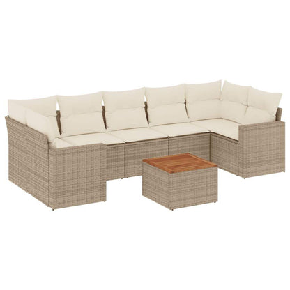 Set Divano da Giardino 8 pz con Cuscini Beige in Polyrattan - homemem39
