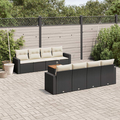Set Divani da Giardino 9 pz con Cuscini Nero in Polyrattan - homemem39