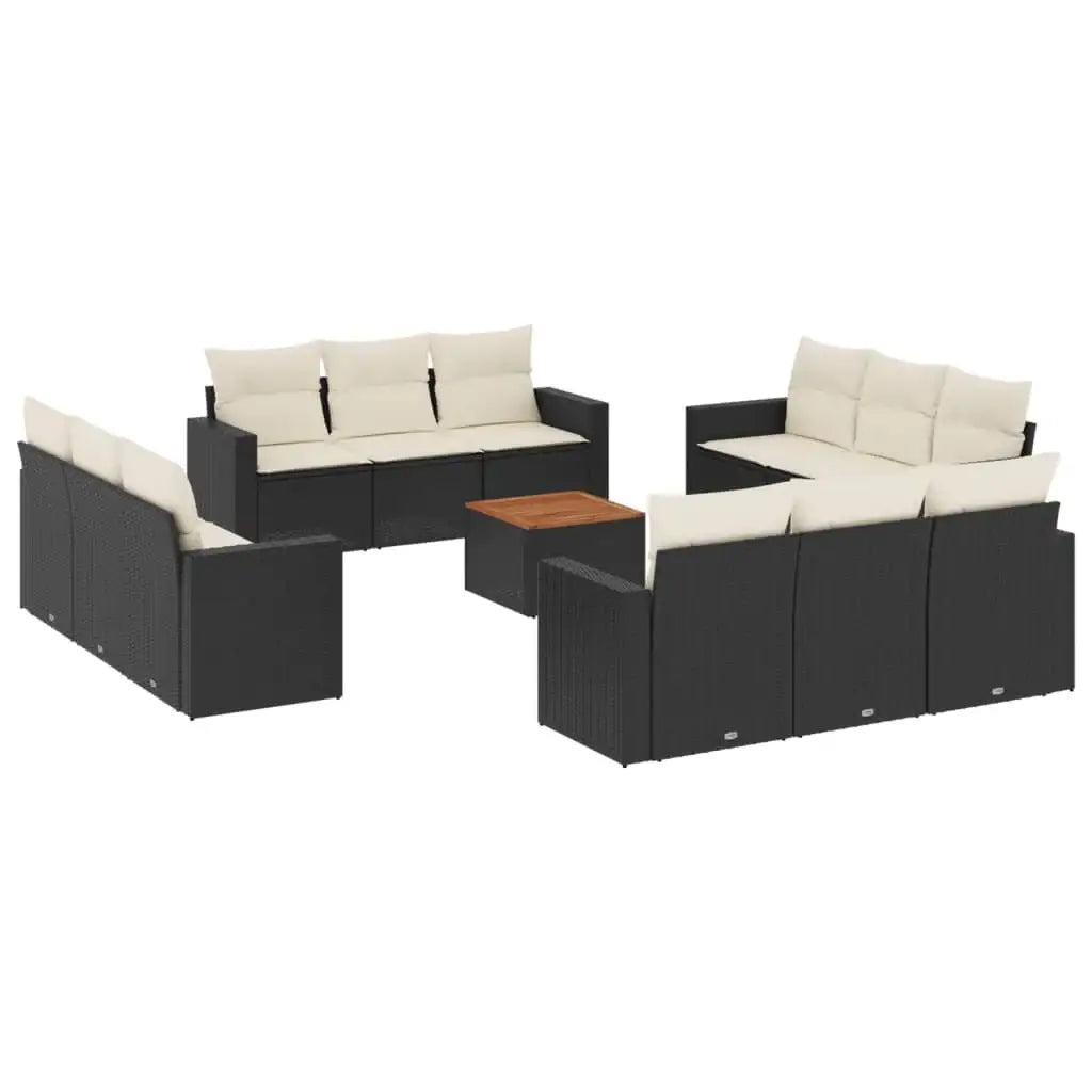 Set Divani da Giardino 13pz con Cuscini Nero in Polyrattan - homemem39