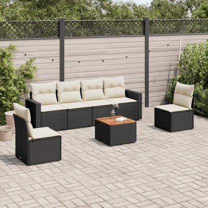 Set Divani da Giardino con Cuscini 7pz Nero Polyrattan - homemem39