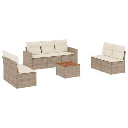 Set Divano da Giardino 8 pz con Cuscini Beige in Polyrattan - homemem39