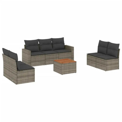 Set Divano da Giardino 8 pz con Cuscini Grigio in Polyrattan - homemem39