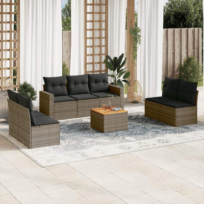 Set Divano da Giardino 8 pz con Cuscini Grigio in Polyrattan - homemem39
