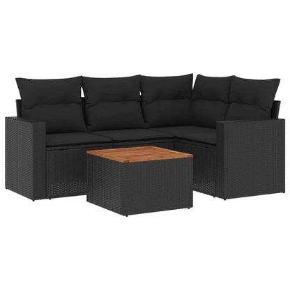 Set Divani da Giardino 5 pz con Cuscini in Polyrattan Nero - homemem39