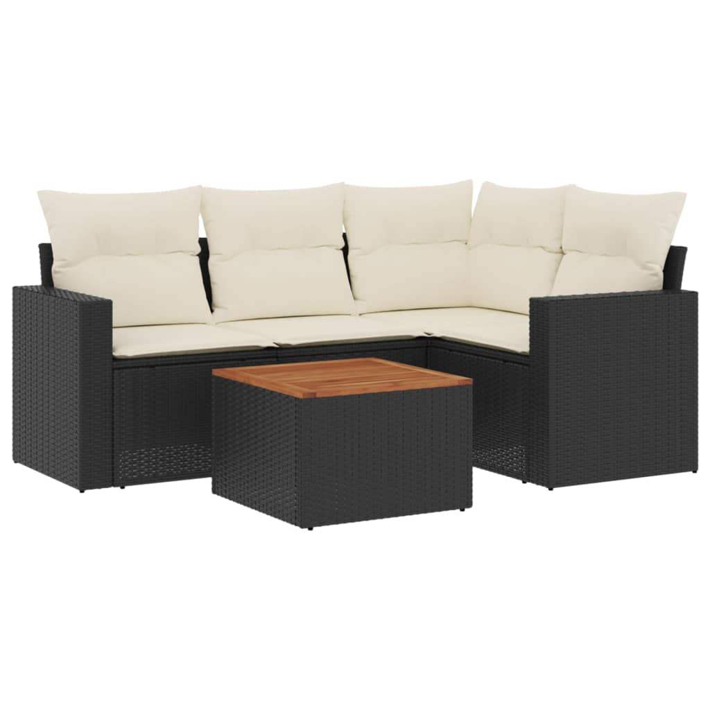 Set Divani da Giardino 5 pz con Cuscini in Polyrattan Nero - homemem39