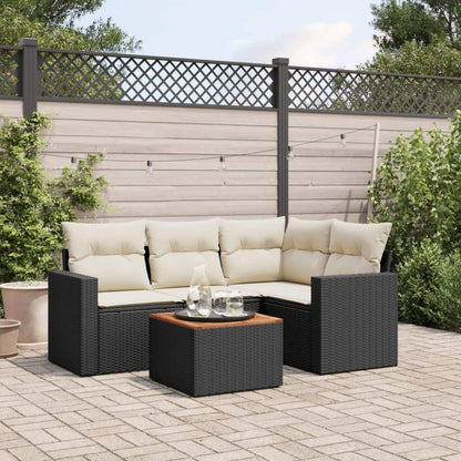 Set Divani da Giardino 5 pz con Cuscini in Polyrattan Nero - homemem39