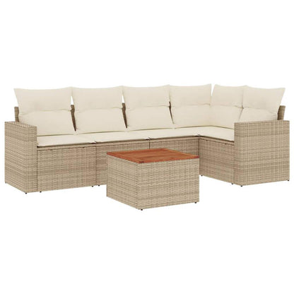Set Divano da Giardino 6 pz con Cuscini Beige in Polyrattan - homemem39