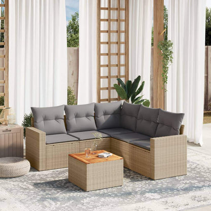 Set Divano da Giardino 6 pz con Cuscini Beige in Polyrattan - homemem39
