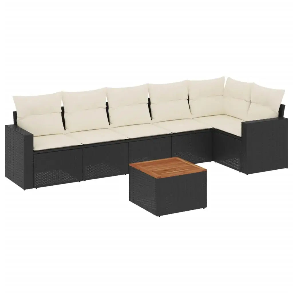 Set Divani da Giardino con Cuscini 7pz Nero Polyrattan - homemem39