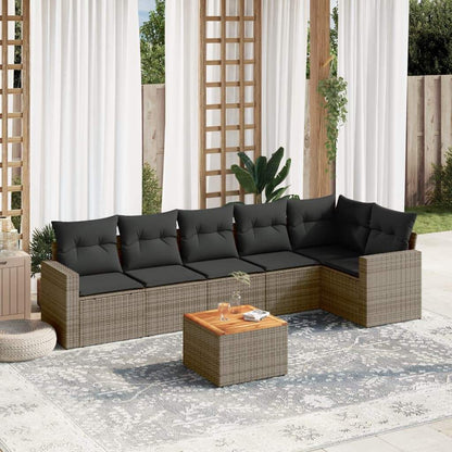 Set Divani da Giardino 7 pz con Cuscini Grigio in Polyrattan - homemem39