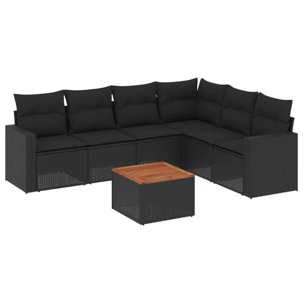 Set Divani da Giardino con Cuscini 7pz Nero Polyrattan - homemem39