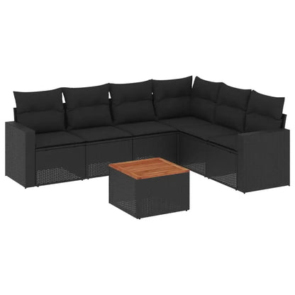 Set Divani da Giardino con Cuscini 7pz Nero Polyrattan - homemem39