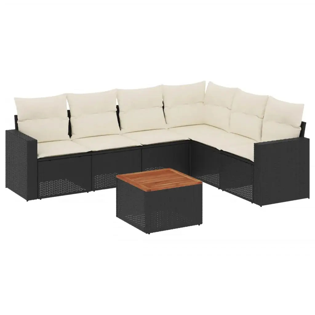 Set Divani da Giardino con Cuscini 7pz Nero Polyrattan - homemem39