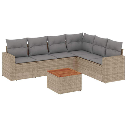 Set Divani da Giardino 7 pz con Cuscini Beige in Polyrattan - homemem39