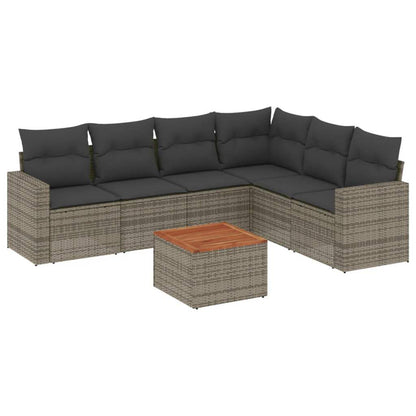Set Divani da Giardino 7 pz con Cuscini Grigio in Polyrattan - homemem39