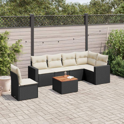 Set Divani da Giardino con Cuscini 7pz Nero Polyrattan - homemem39