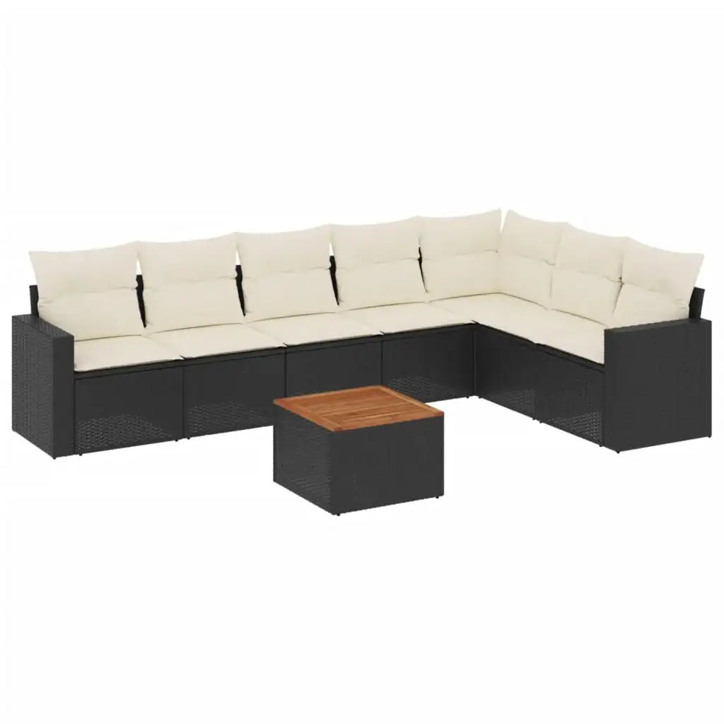 Set Divani da Giardino con Cuscini 8 pz Nero in Polyrattan - homemem39