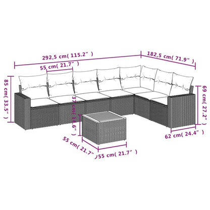 Set Divani da Giardino con Cuscini 8 pz Nero in Polyrattan - homemem39