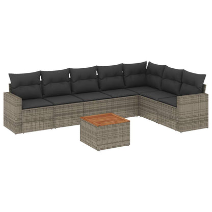 Set Divano da Giardino 8 pz con Cuscini Grigio in Polyrattan - homemem39