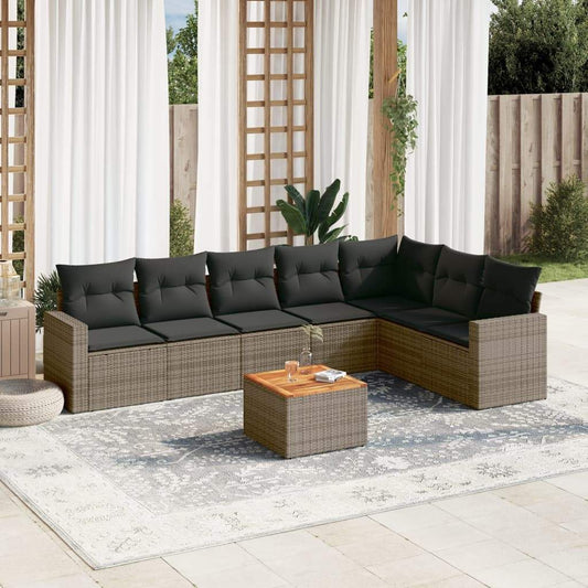 Set Divano da Giardino 8 pz con Cuscini Grigio in Polyrattan - homemem39