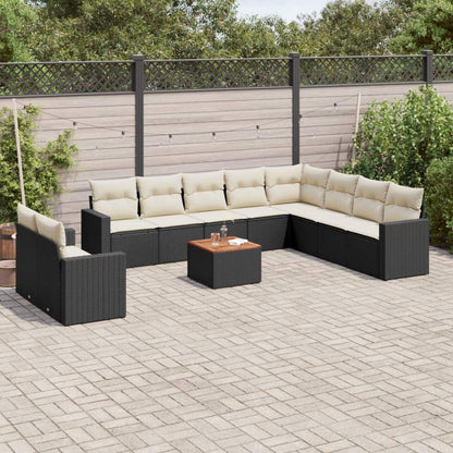 Set Divani da Giardino 11 pz con Cuscini in Polyrattan Nero - homemem39