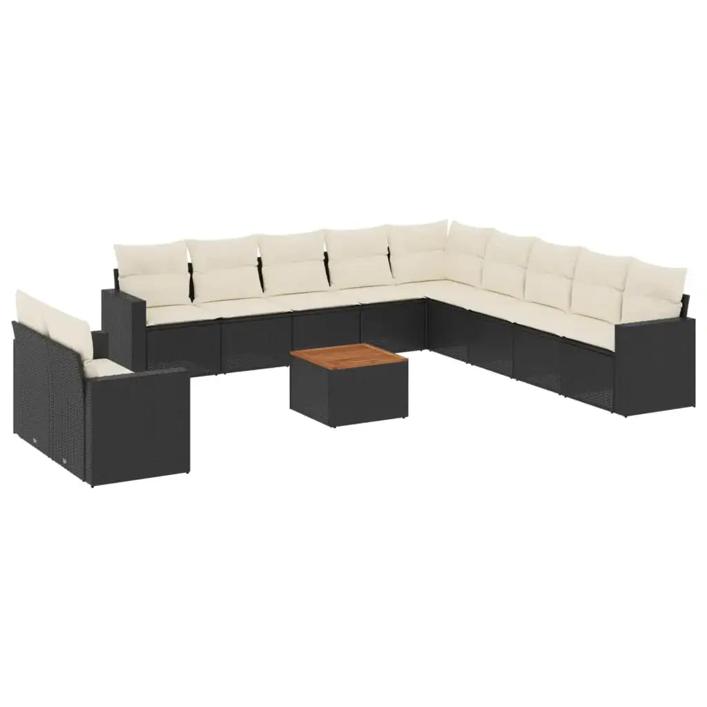Set Divani da Giardino 12 pz con Cuscini Nero in Polyrattan - homemem39