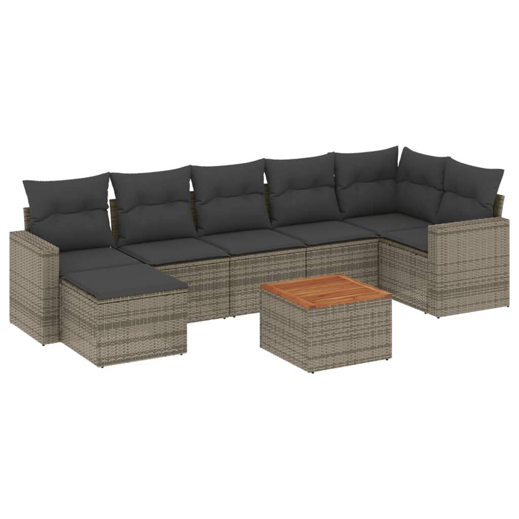 Set Divano da Giardino 8 pz con Cuscini Grigio in Polyrattan - homemem39