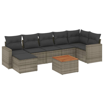 Set Divano da Giardino 8 pz con Cuscini Grigio in Polyrattan - homemem39