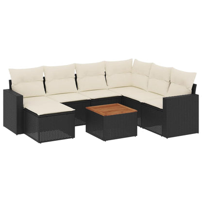 Set Divani da Giardino con Cuscini 8 pz Nero in Polyrattan