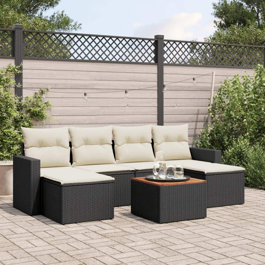 Set Divani da Giardino con Cuscini 7pz Nero Polyrattan - homemem39