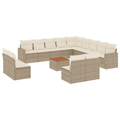 Set Divani da Giardino 14pz con Cuscini in Polyrattan