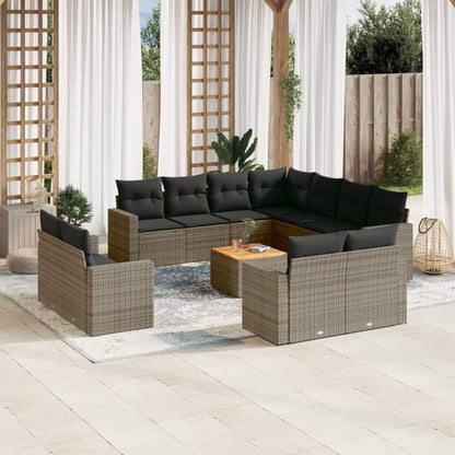 Set Divani da Giardino 12 pz con Cuscini Grigio in Polyrattan - homemem39