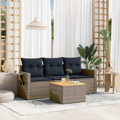 Set Divani da Giardino 4 pz con Cuscini Grigio in Polyrattan | homemem39