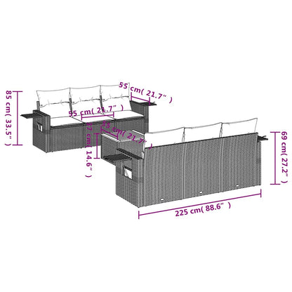 Set Divani da Giardino 7 pz con Cuscini Nero in Polyrattan | homemem39