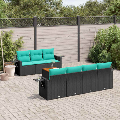 Set Divani da Giardino 8 pz con Cuscini Nero in Polyrattan | homemem39