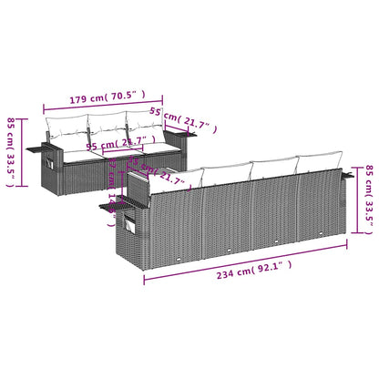 Set Divani da Giardino 8 pz con Cuscini Grigio in Polyrattan | homemem39