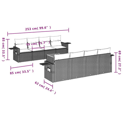 Set Divani da Giardino 9 pz con Cuscini Nero in Polyrattan | homemem39