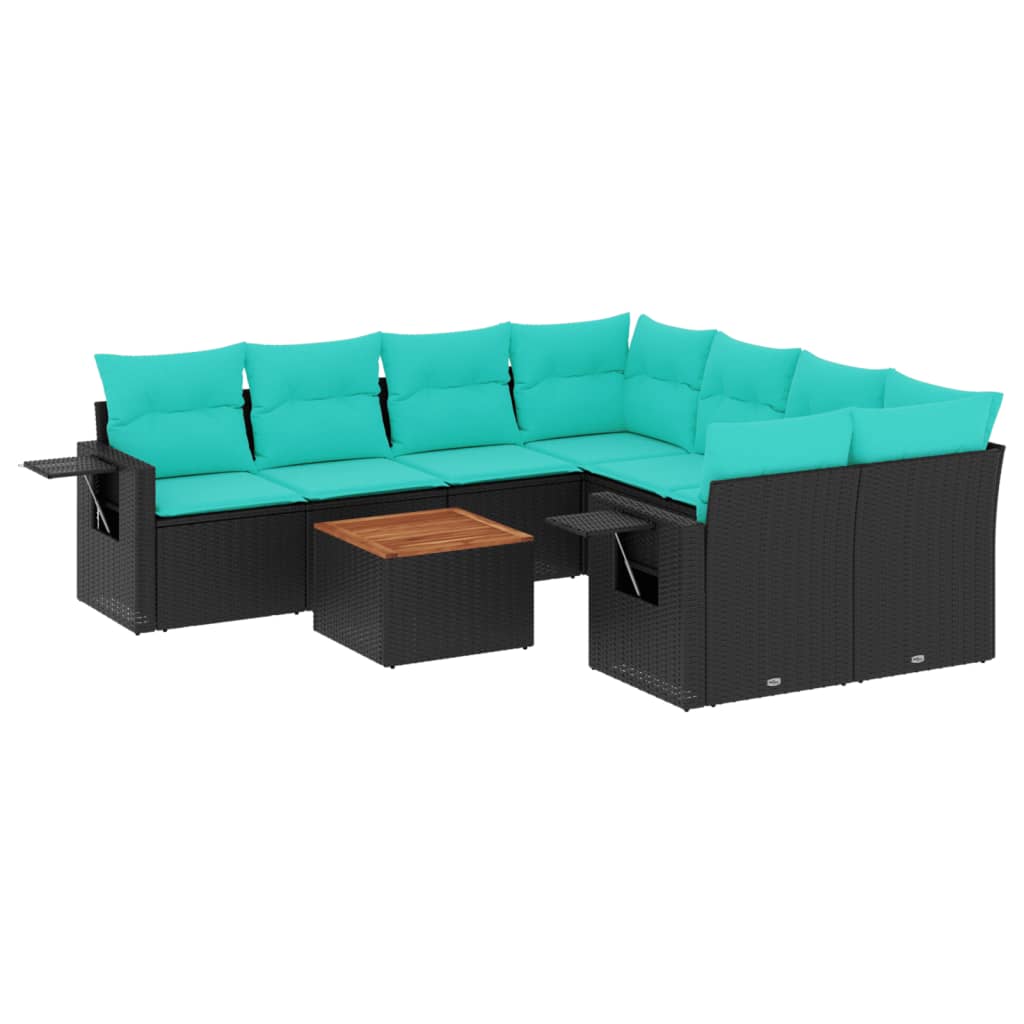 Set Divani da Giardino 9 pz con Cuscini in Polyrattan