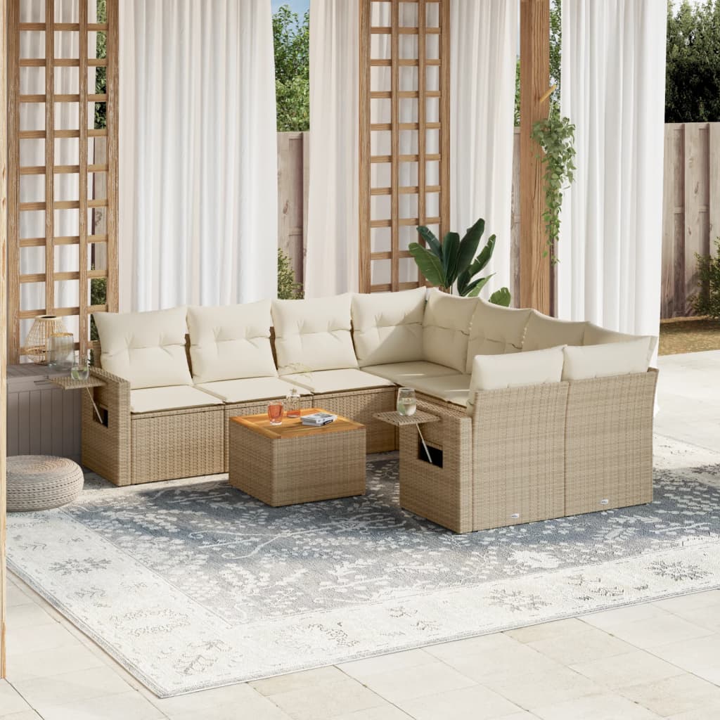 Set Divano da Giardino 9 pz con Cuscini in Polyrattan