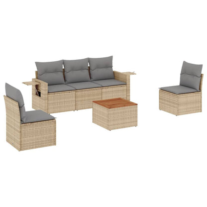 Set Divano da Giardino 6 pz con Cuscini in Polyrattan