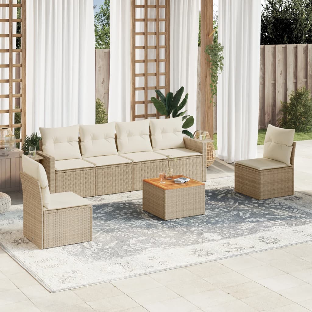 Set Divani da Giardino 7 pz con Cuscini in Polyrattan