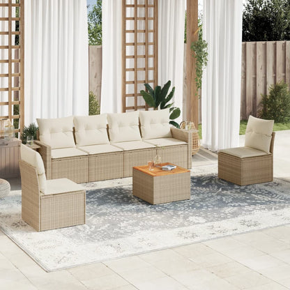 Set Divani da Giardino 7 pz con Cuscini in Polyrattan