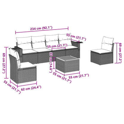 Set Divani da Giardino 7 pz con Cuscini Grigio in Polyrattan