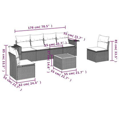 Set Divani da Giardino 7 pz con Cuscini Grigio in Polyrattan | homemem39