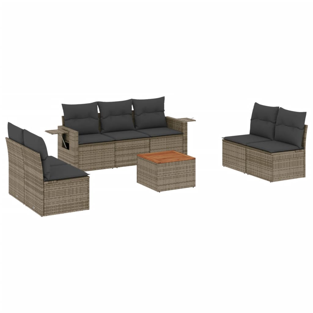 Set Divano da Giardino 8 pz con Cuscini Grigio in Polyrattan | homemem39