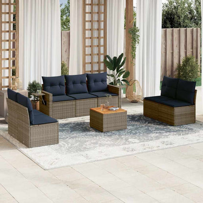 Set Divani da Giardino 8 pz con Cuscini Grigio in Polyrattan | homemem39