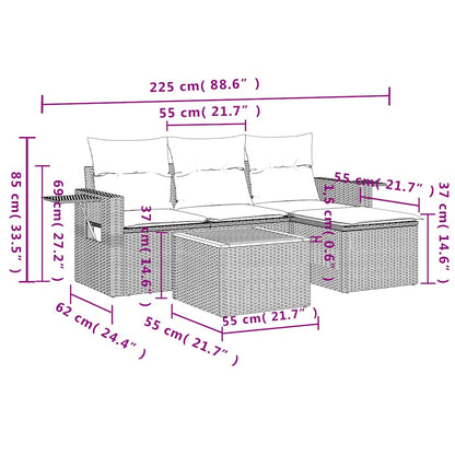 Set Divani da Giardino 5 pz con Cuscini Nero in Polyrattan | homemem39